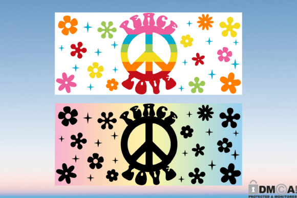Boho Peace Love 16oz Libbey Glass Wrap