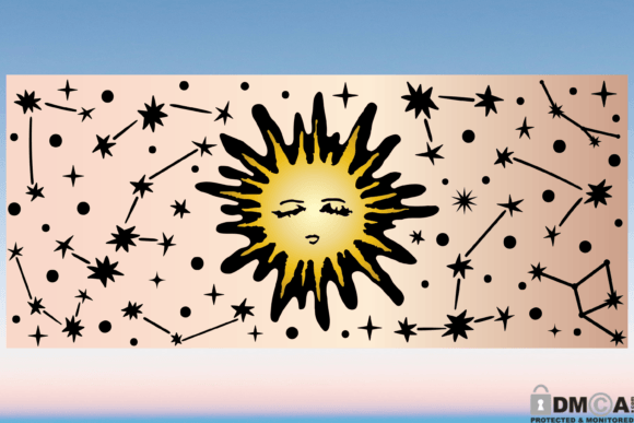 Boho Sun Star 16oz Libbey Glass Wrap SVG
