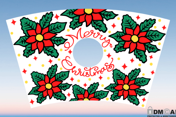 Christmas Poinsettia 24oz Cup Wrap SVG