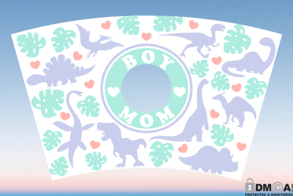 Dinosaur Boy Mom 24oz Venti Cup Wrap SVG