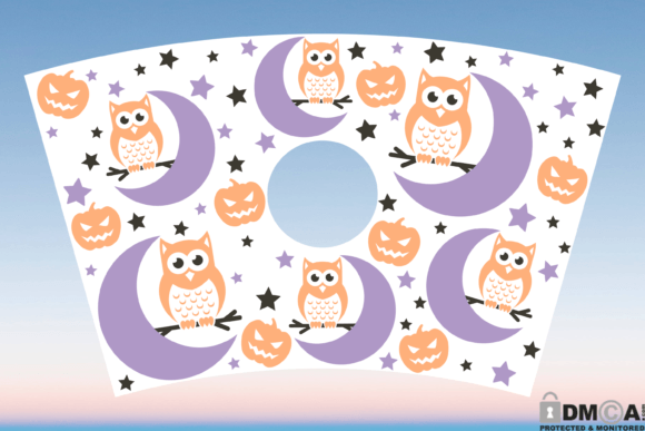 Halloween Moon Owl 24oz Venti Wrap SVG