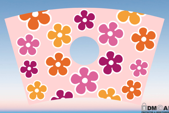 Retro Flower 24oz Venti Cup Wrap SVG