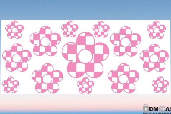 Retro Plaid Flower Libbey Glass SVG