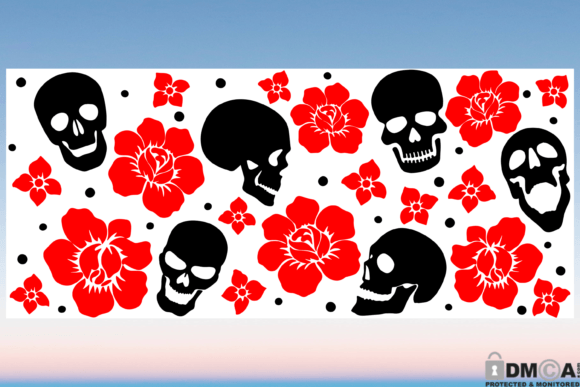 Rose Skull 16oz Libbey Glass Wrap SVG
